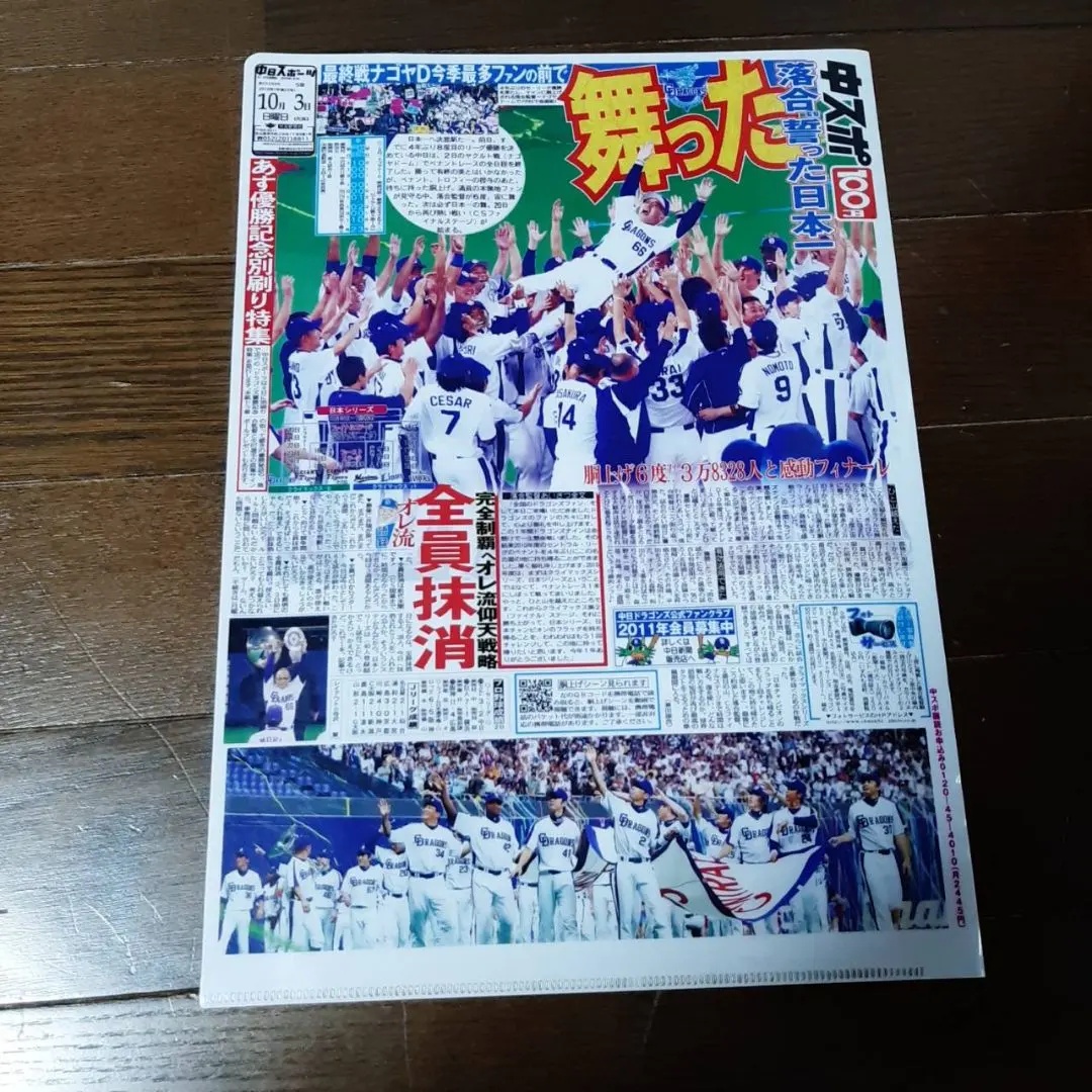 Thumbnail of Chunichi Sports Chunichi Dragons Clear File 2010 Championship Commemoration Rare