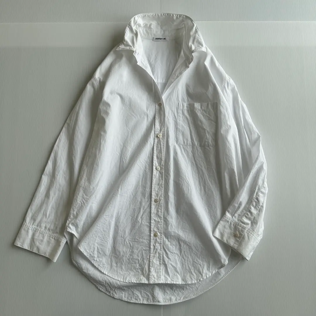 美品☆EVERYDAY I LIKE BIG WASHシャツ 襟ワイヤー 白