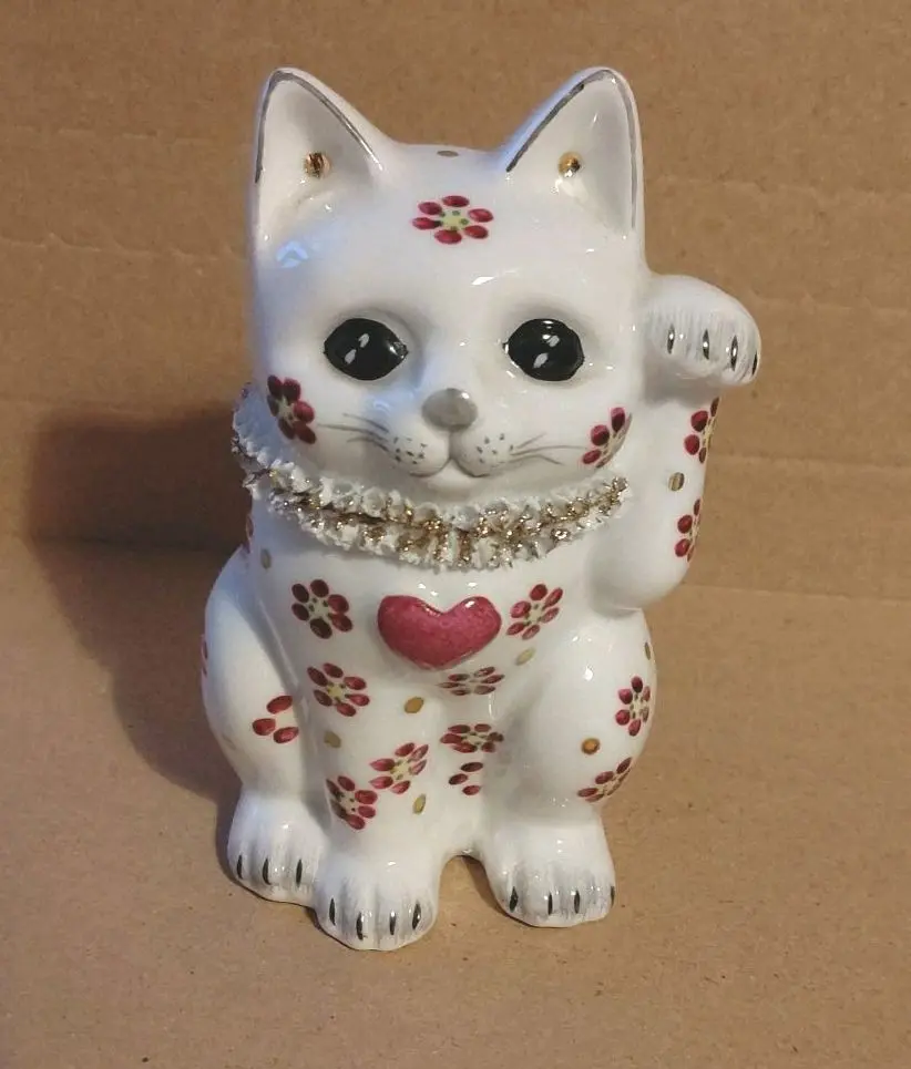 ロイヤルポーセリンの招き猫 青 & 金色15cm 招き猫 財運 |