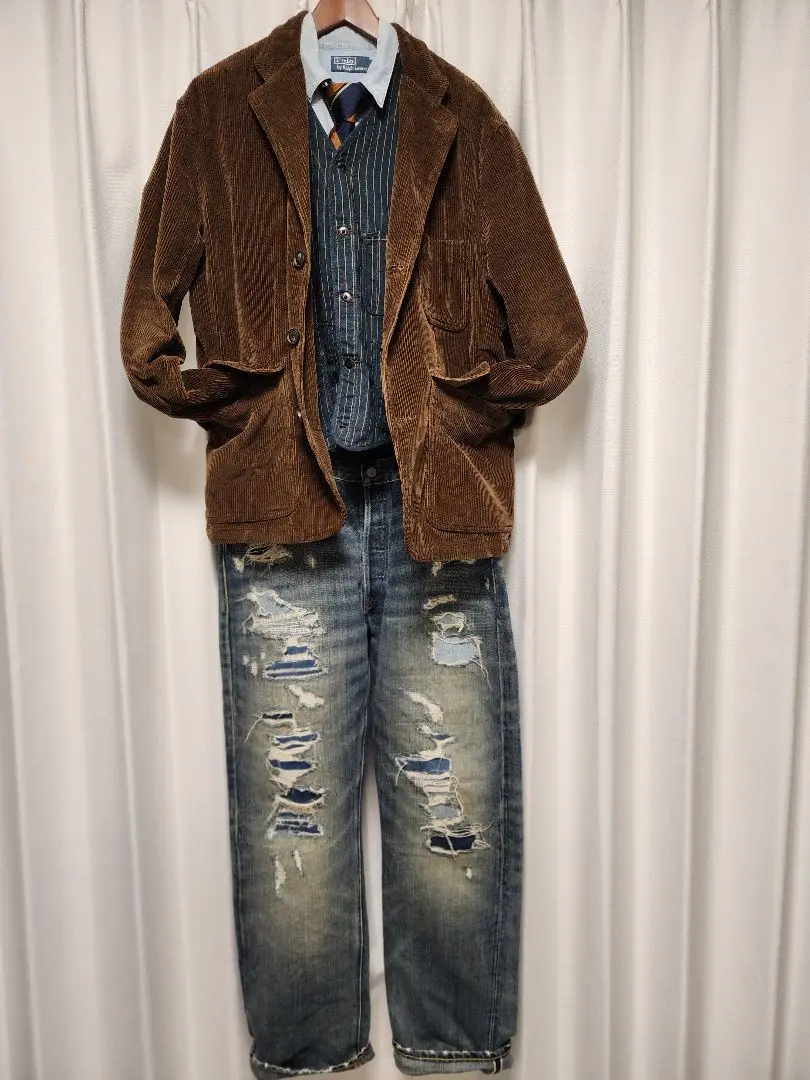 RRL インディゴコーデュロイ ベスト Ralph Lauren M org.jpg