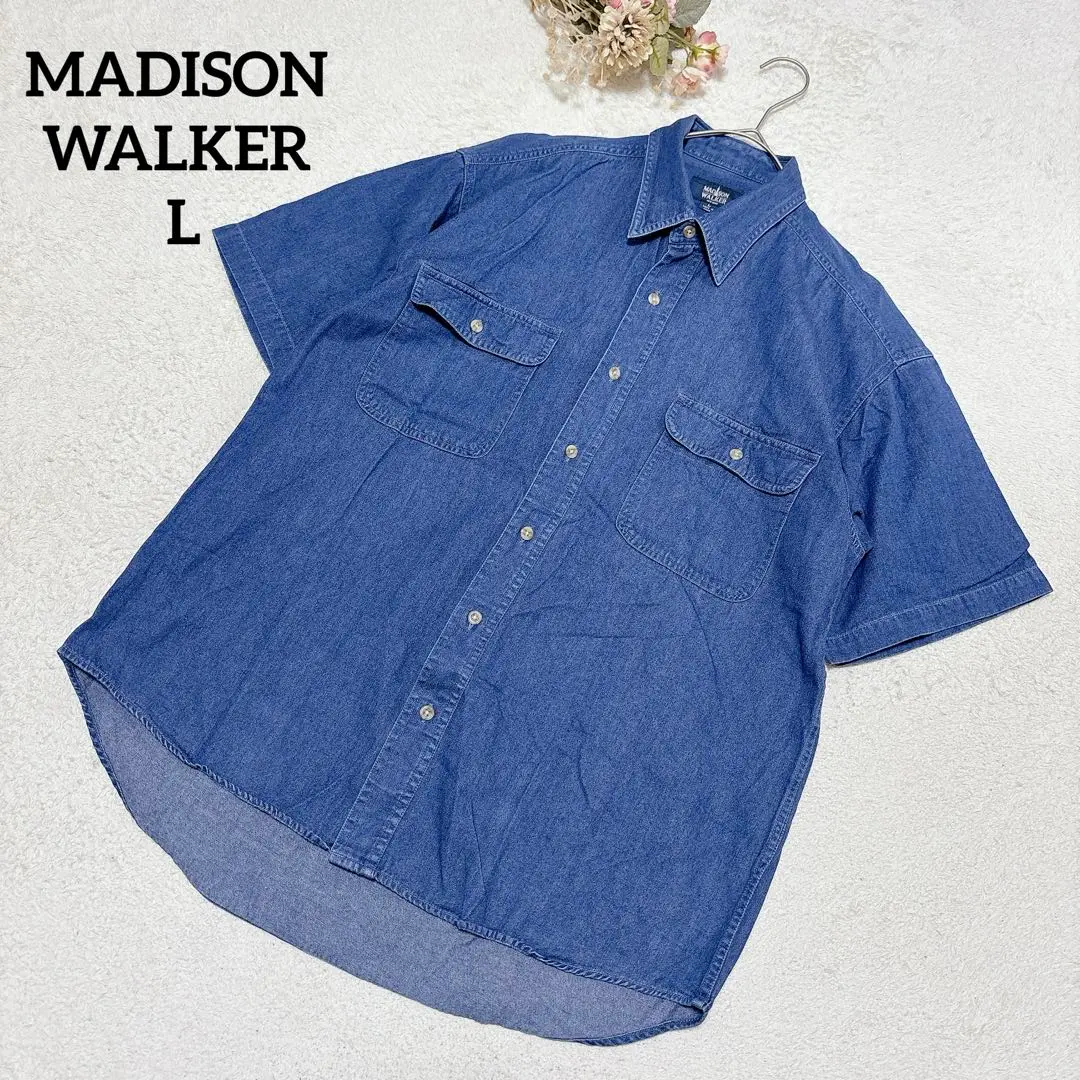 Thumbnail of Madison Walker Denim Shirt L Short Sleeve Men's Casual Blue