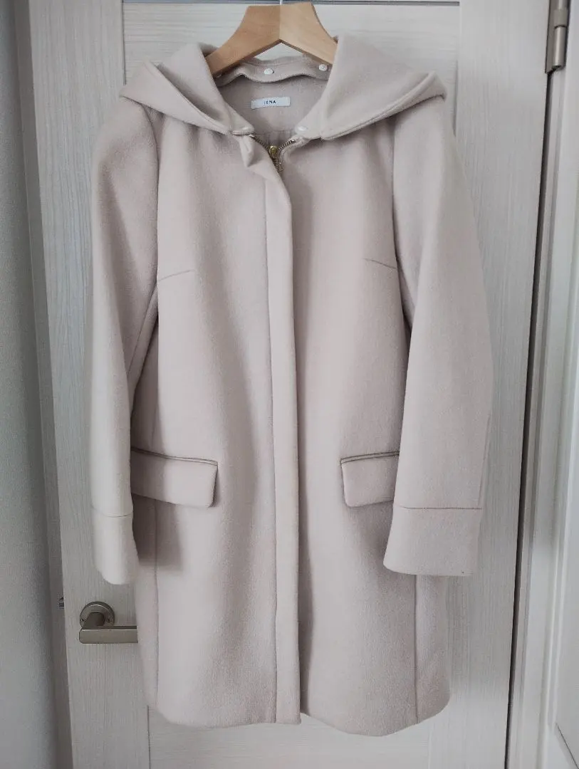 Thumbnail of IENA Hooded Cocoon Coat 38 M Pink Beige Hooded Coat