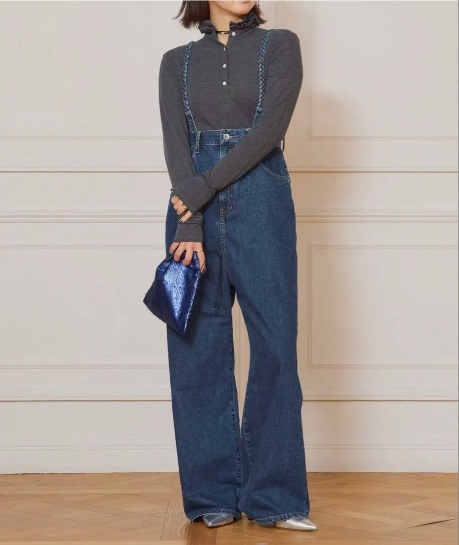 【IENA LA BOUCLE】リネンコットンヘリンボン サスペンダーパンツ IENA（イエナ）の「IENA LA BOUCLE リネンコットンヘリンボン