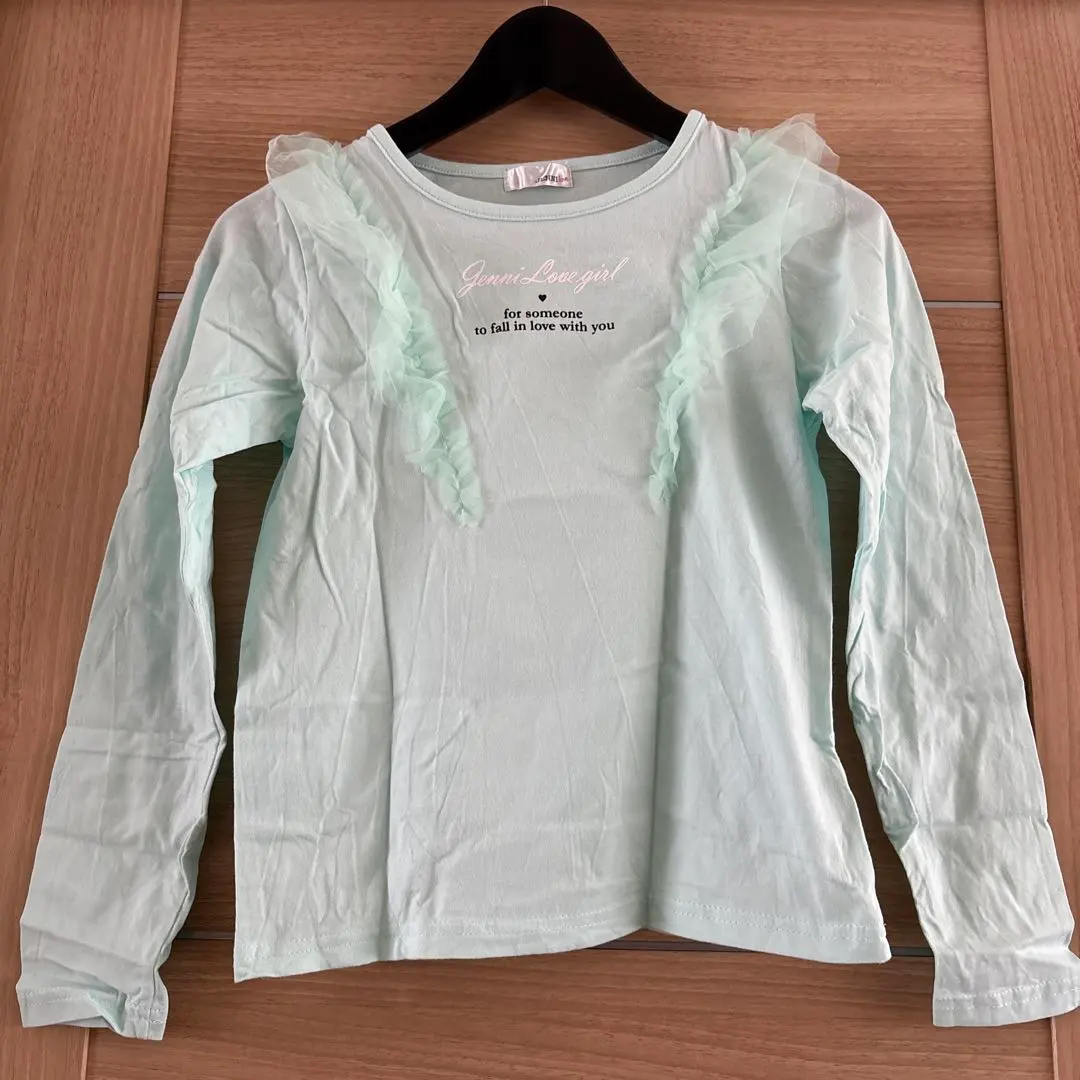 Thumbnail of JENNI love long-sleeved cut-and-sew top, mint green, size 150cm