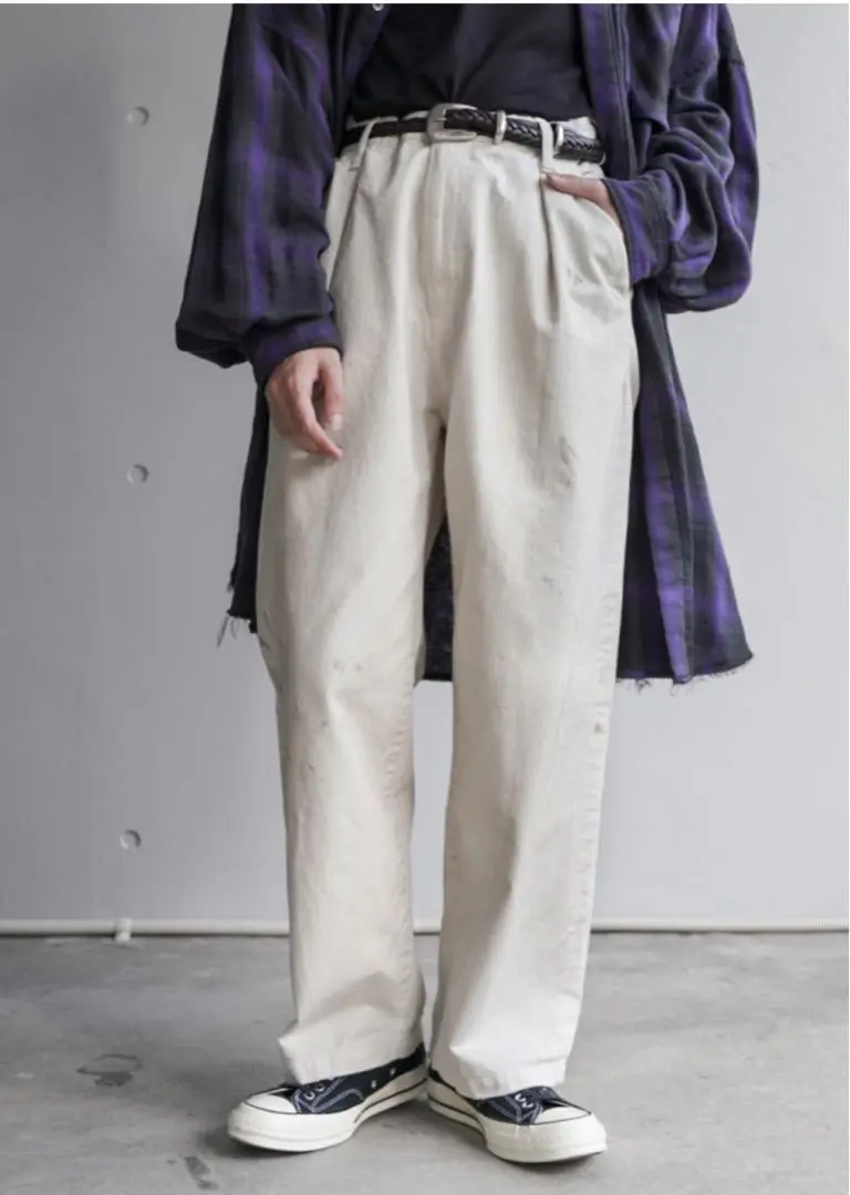 ancellm アンセルム　ペイントチノ　size 1 ANCELLM | アンセルム PAINT CHINO TROUSERS(BLACK) / ペイント
