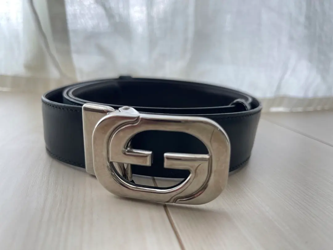 Thumbnail of GUCCI 2-way Silver Buckle Belt Black Brown Leather GG Logo