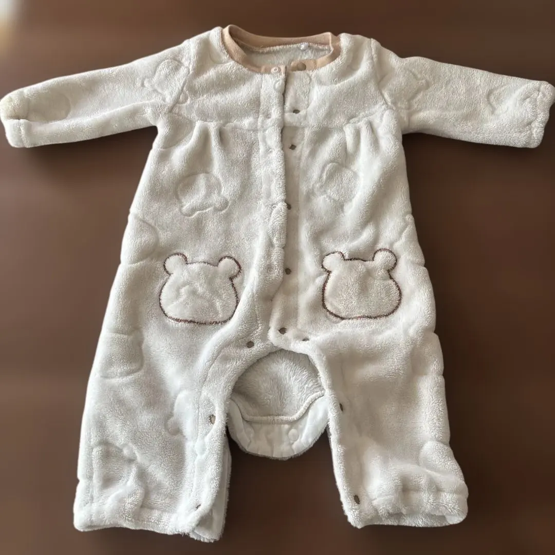 白色 法蘭絨連身衣 60～70cm 的縮圖