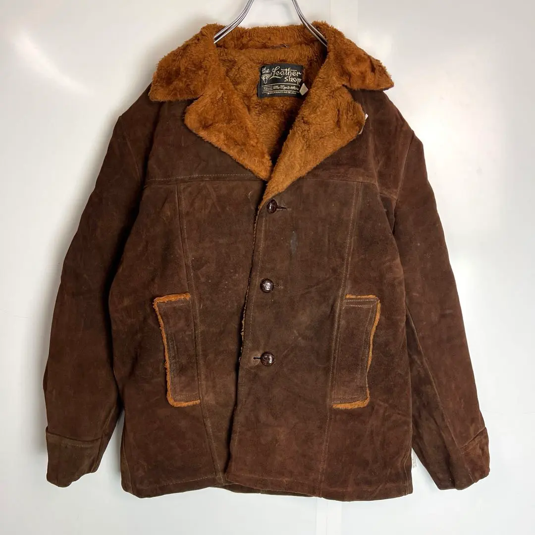 Thumbnail of USA Made Leather Shop Real Suede Leather Jacket Brown with Boa Lining