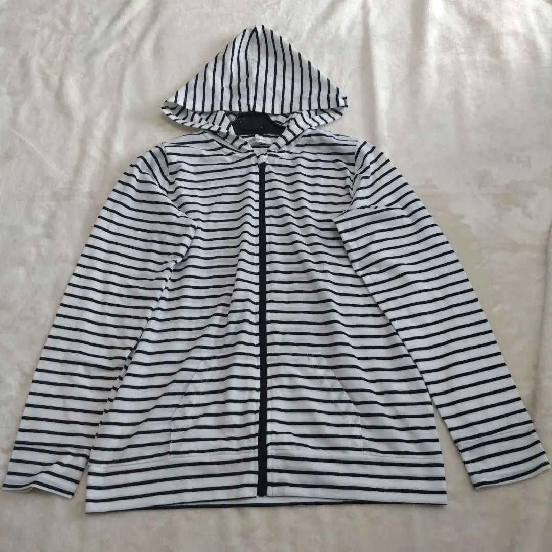 Thumbnail of Hoodie 150, Border, White, Navy, Thin, Kids, Girls