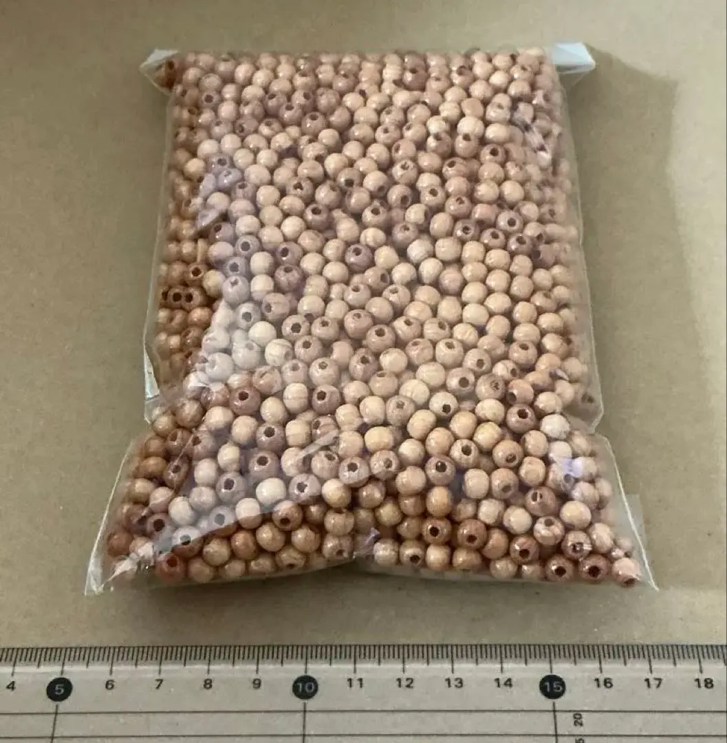 Thumbnail of Wood beads, approximately 6mm, glossy natural