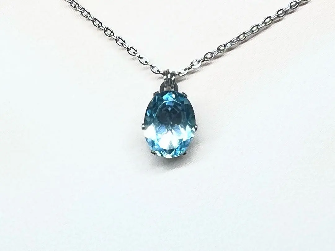 Thumbnail of 251019-5 Natural Stone Blue Topaz 9mm Necklace 40cm