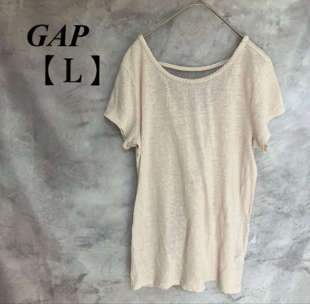 Thumbnail of Linen ✨ GAP 【L】 Pale Pink Braided Cord Short Sleeve T-shirt Slub Material