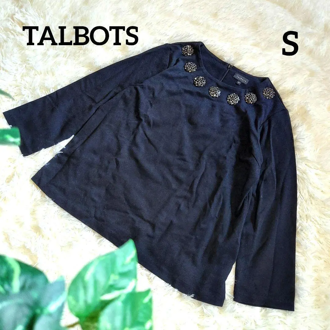 Thumbnail of Talbots Jeweled Cut-and-Sew Top, Three-Quarter Sleeves, Embellished with Beads, Petite Size, Black