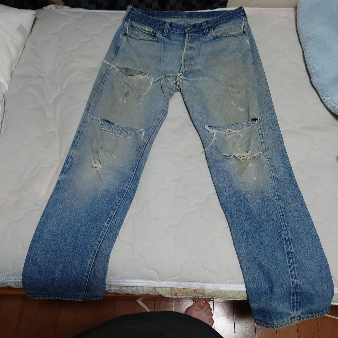 Thumbnail of Levi's 501 Damaged Straight Denim