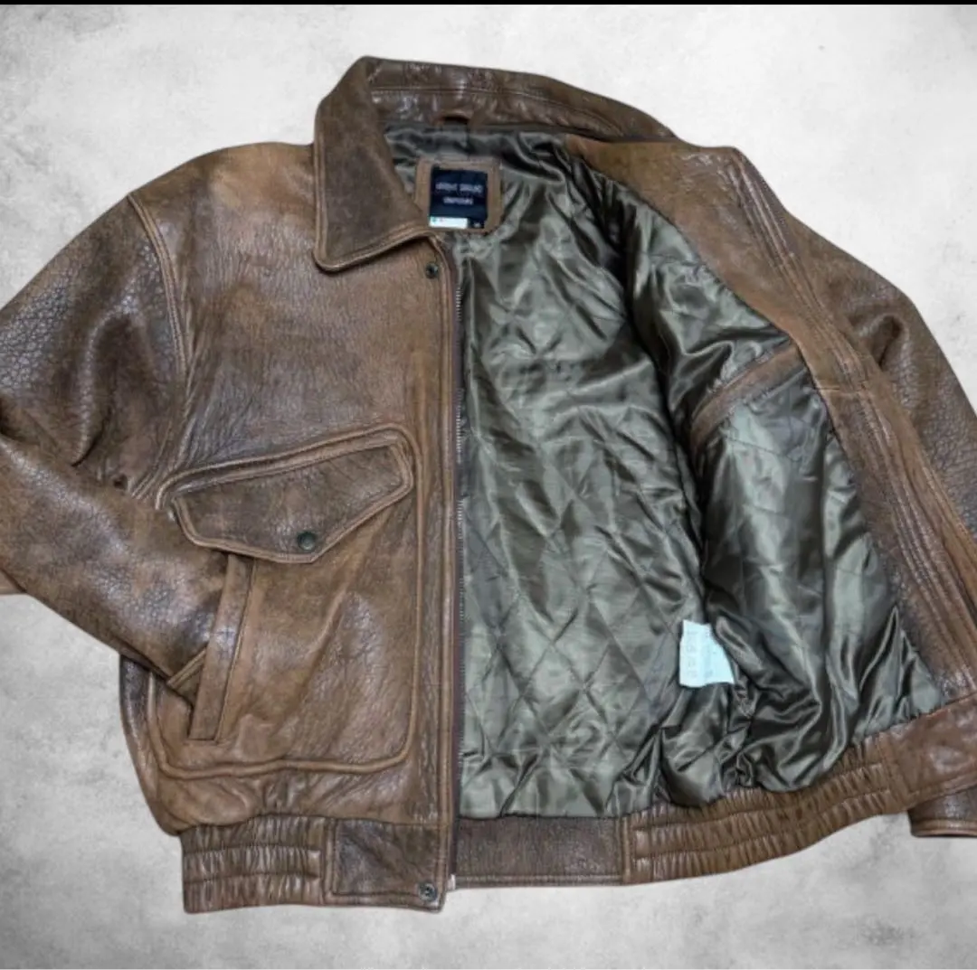 Thumbnail of A-2 Flight Jacket French Leather Sheepskin Padded Quilting 90s Short Length Thick