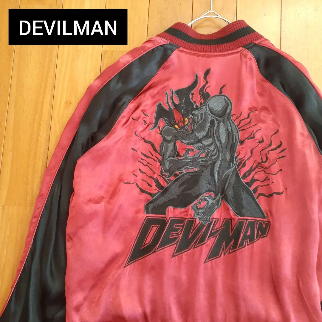 希少　ヴィンテージ スカジャン オレンジ ジャケット デビル　古着　ブルゾン Yahoo!オークション -「(devil デビル)」(ジャンパー、ブルゾン