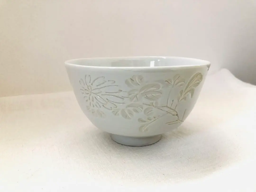 ◆出石窯 永山造 『永澤永信』作 白磁陰刻彫 平茶碗 茶道具◆ Amazon | 茶道具 出石窯 永山造 『永澤永信』作 白磁陰刻彫 茶碗