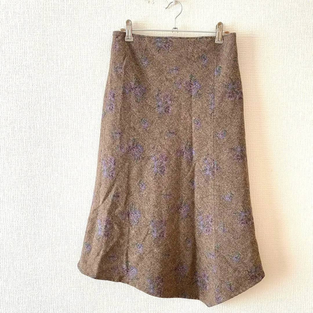 Thumbnail of ☆【Biersch】Long Skirt Floral Pattern Wool Blend Back Zipper Hem Irregular M