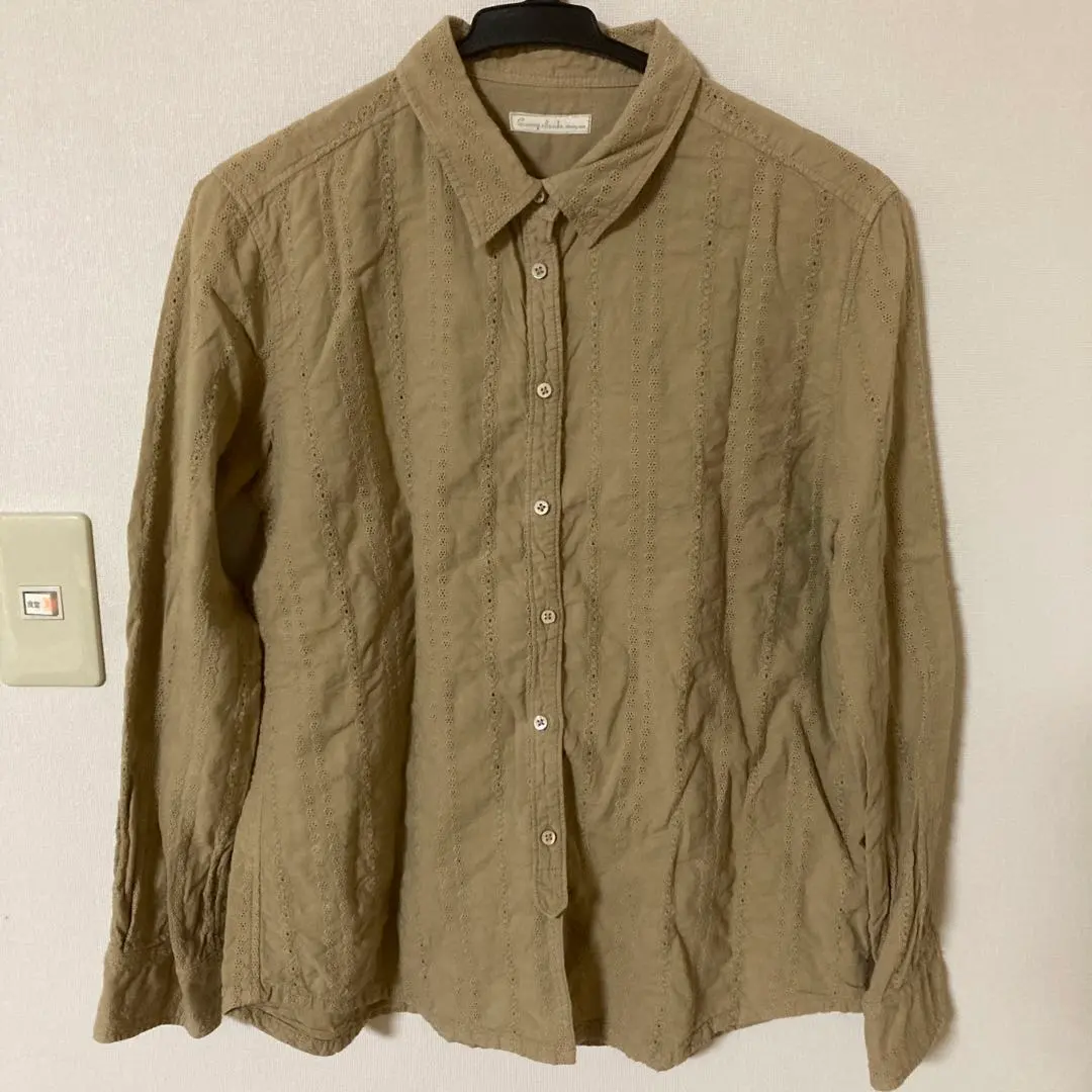 Thumbnail of Embroidered beige long-sleeved shirt