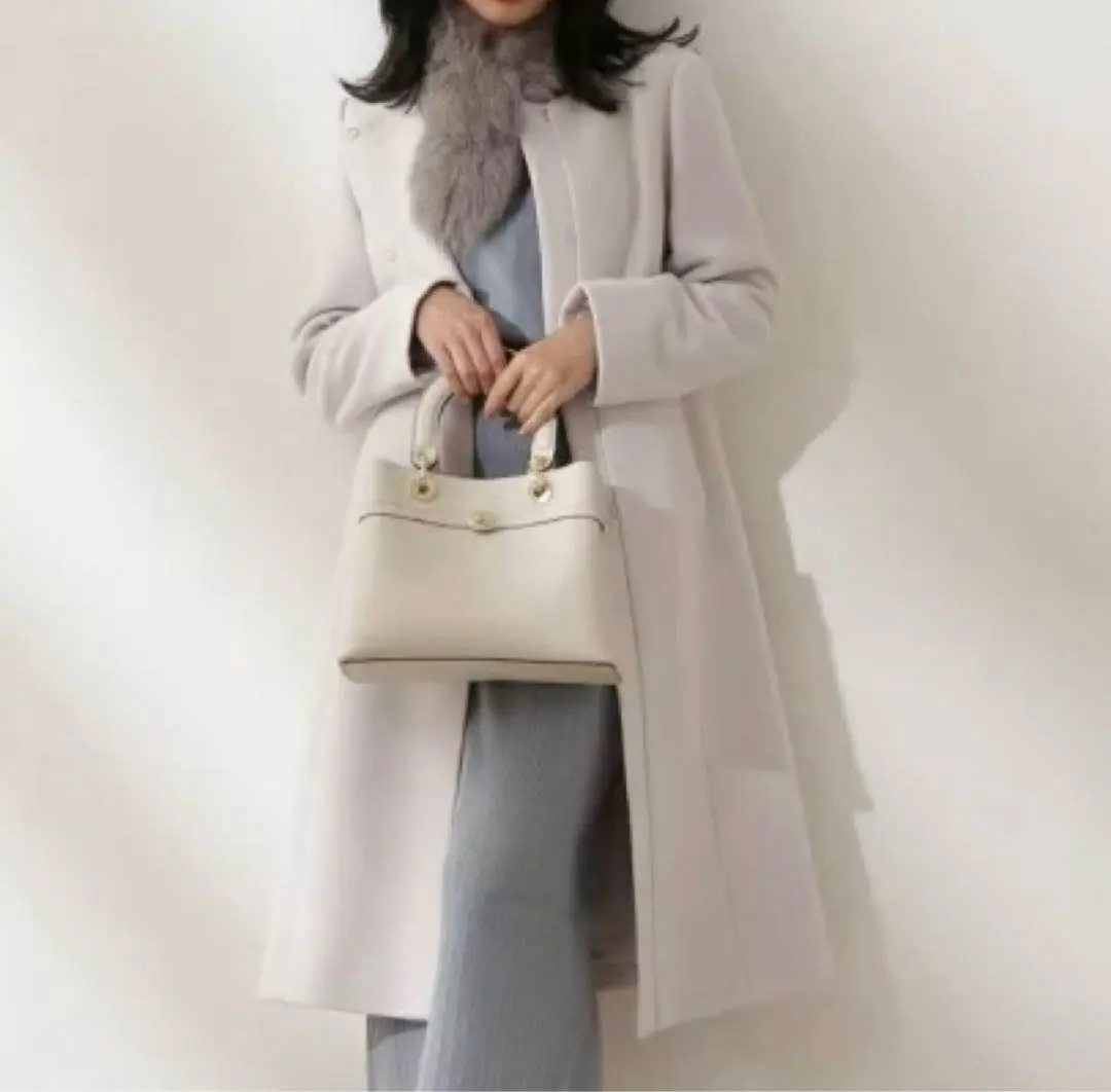 Thumbnail of W Moss Fur-Trimmed Collarless Flare Coat - PROPORTION BODY DRESSING