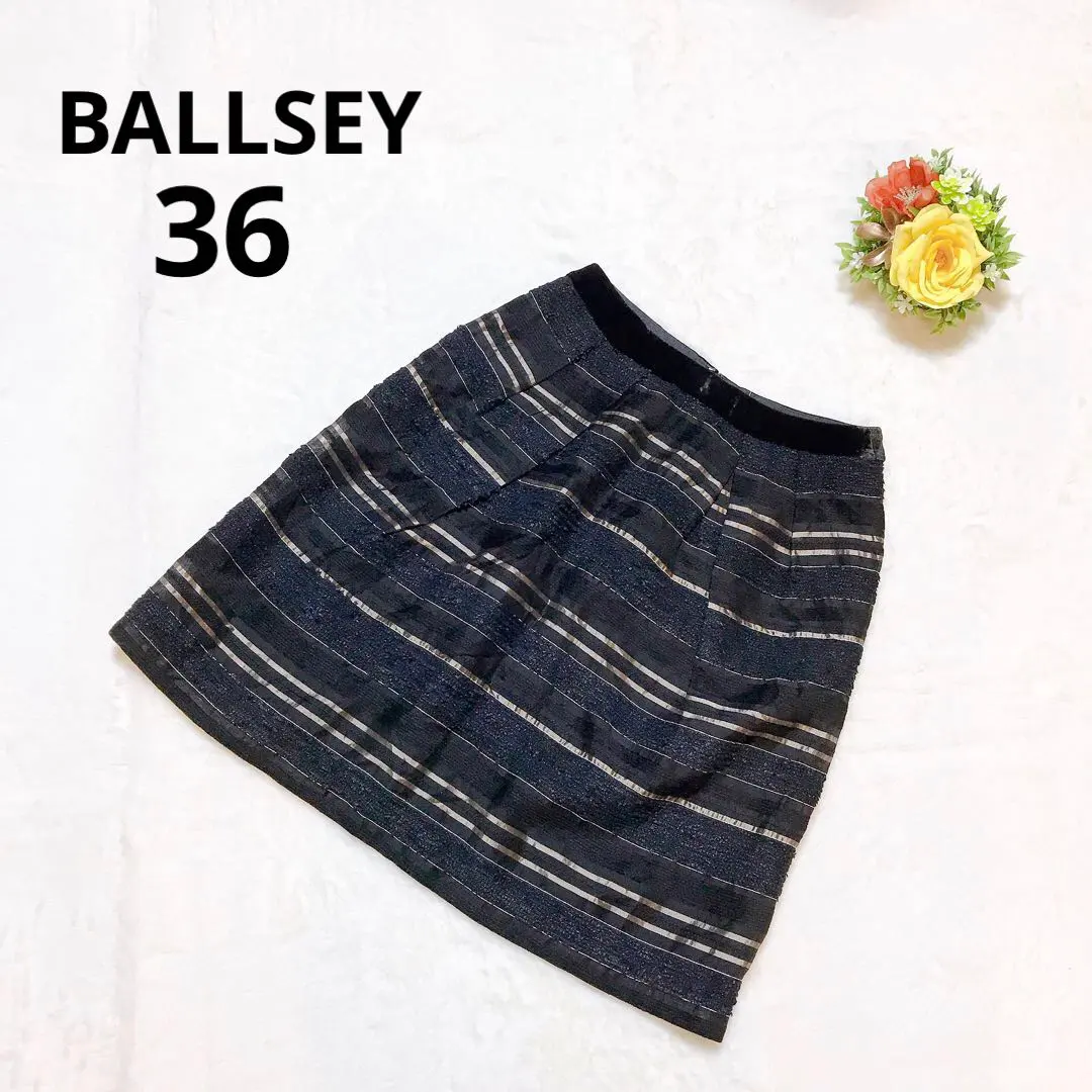 Thumbnail of Ballsey Border Skirt Wool Silk Lame Elegant Lace Sheer S