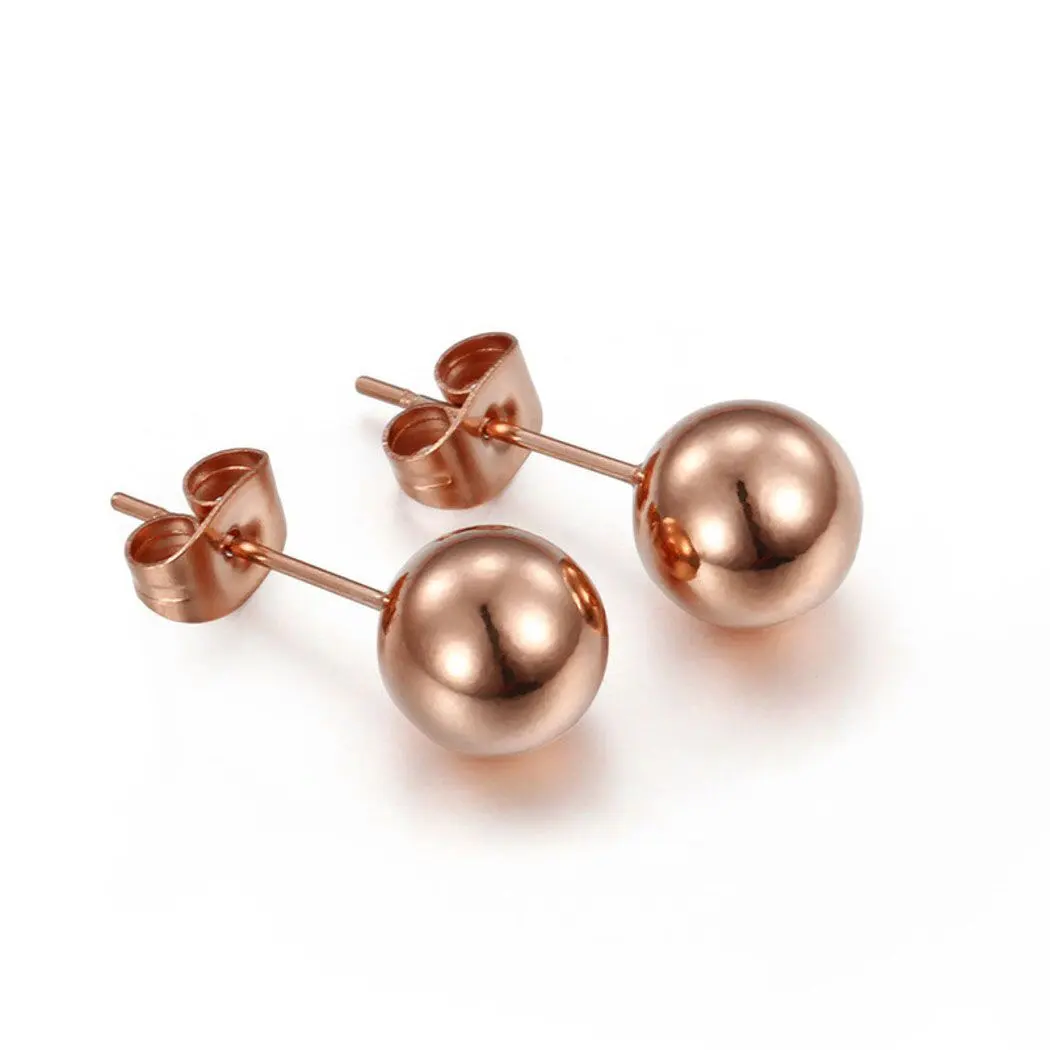 Thumbnail of 999★ Pink Gold Ball Earrings, Round Ball Earrings, 2 Pieces
