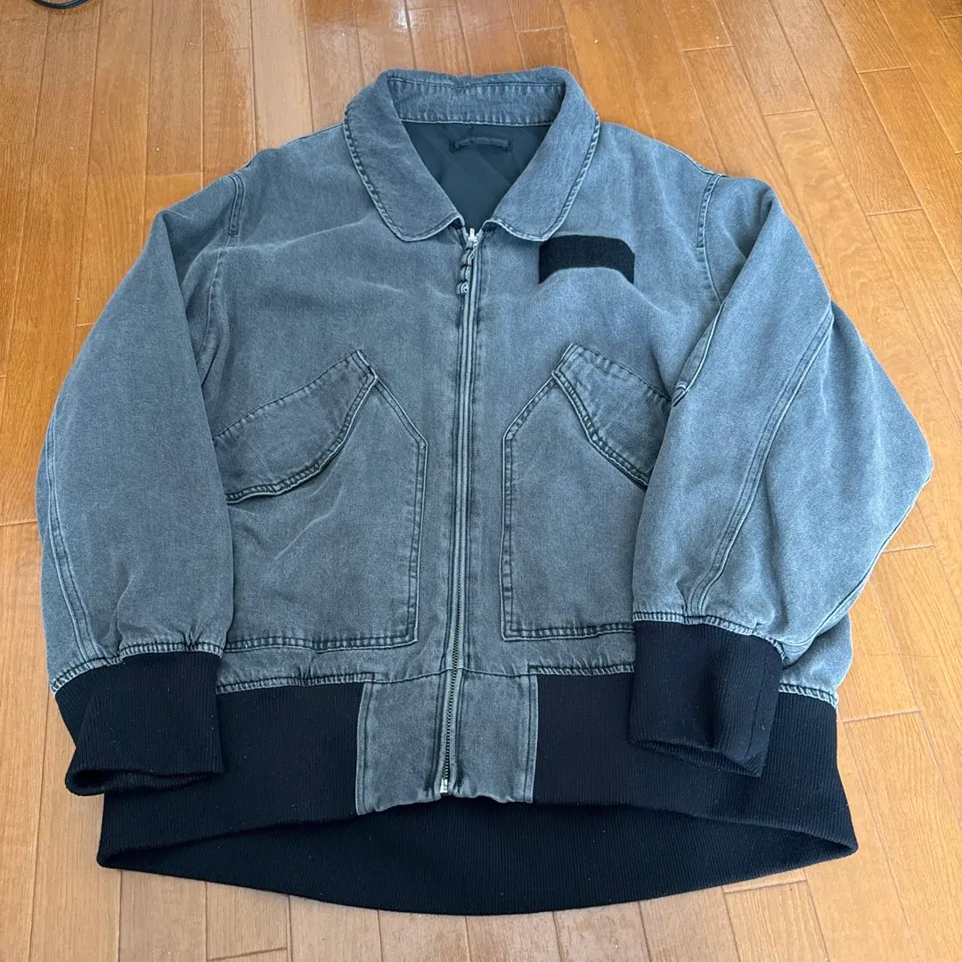 JEANASIS 雙面穿飛行外套 黑色×黑色牛仔布 的縮圖