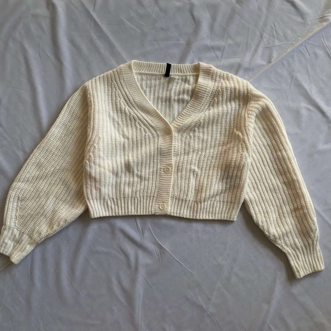 Thumbnail of H&M Cardigan Knit Outerwear Ivory White Short Length M