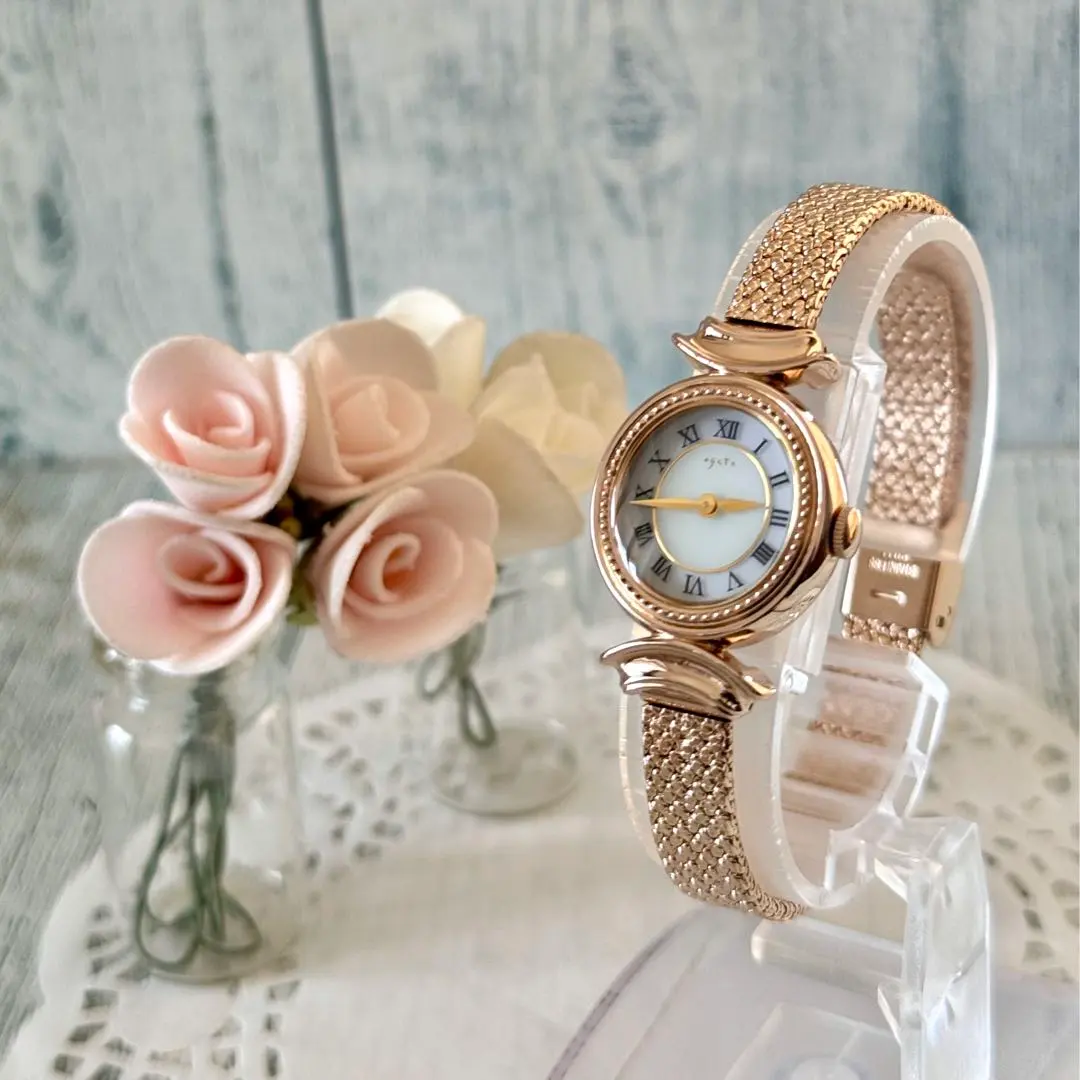 【稀有.】agete 阿卡朵 手錶 古董風 太陽能 金色 的縮圖