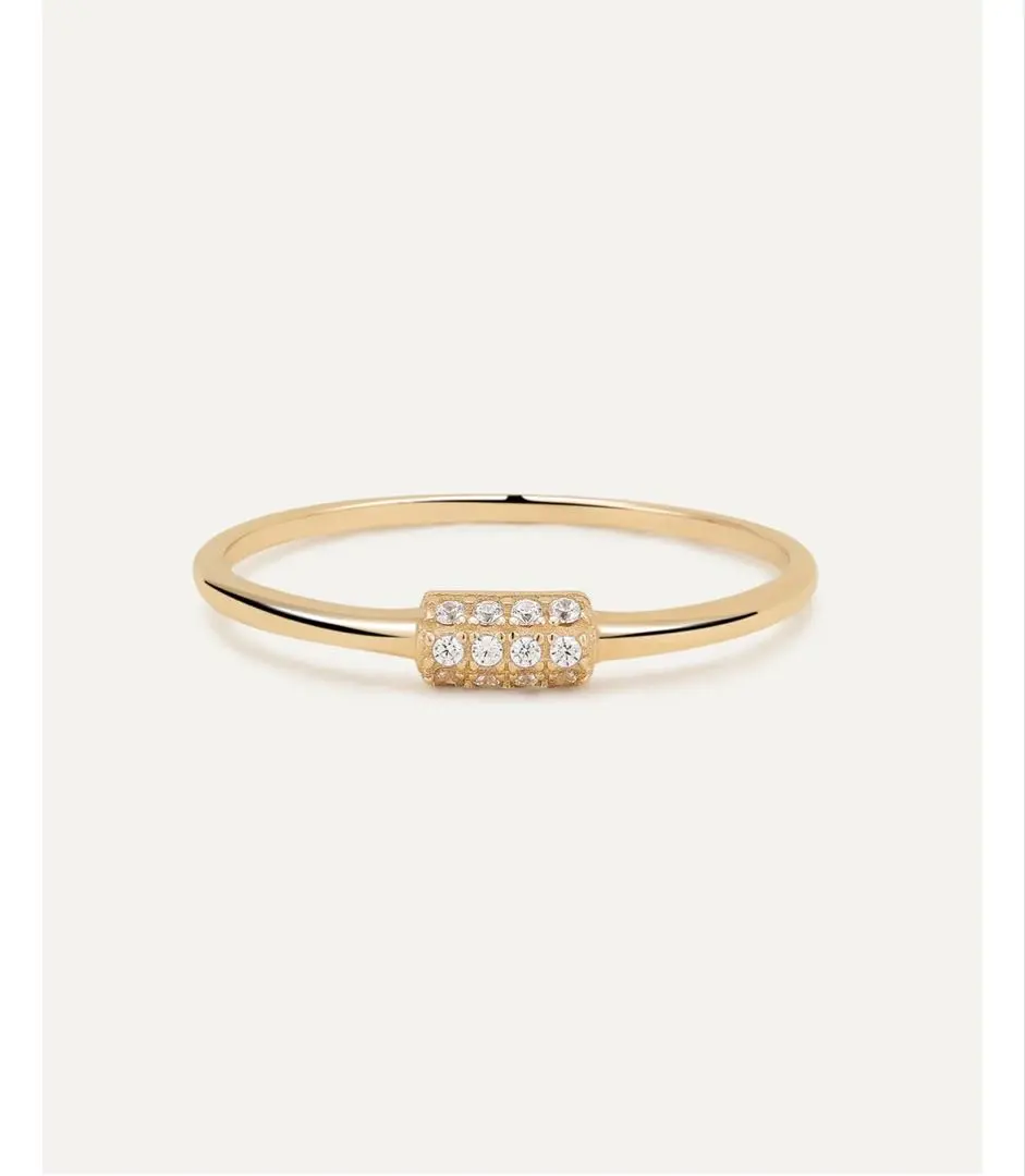 14K] Square half eternity ring - DAUGHTERS JEWELRY