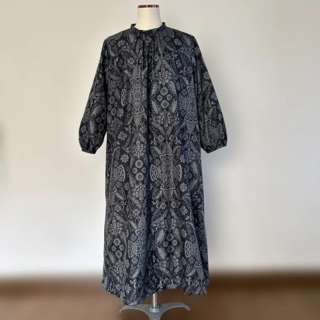 大島紬改造 長版洋裝 L尺寸 和服改造 WA2 的縮圖