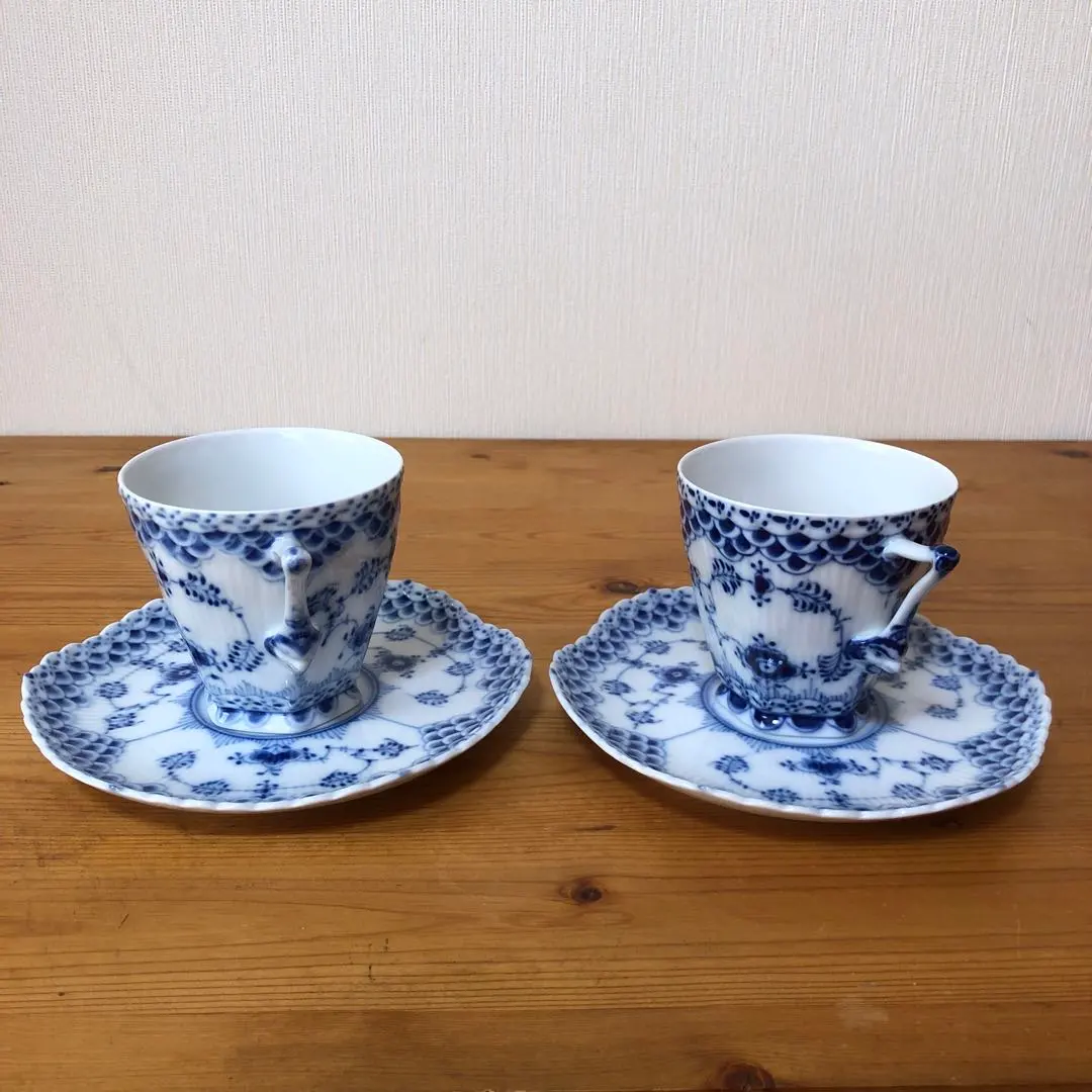 Thumbnail of Royal Copenhagen Blue Fluted Full Lace C&S (Cup & Saucer) - Set of 2, Maou (likely referring to a brand or item)