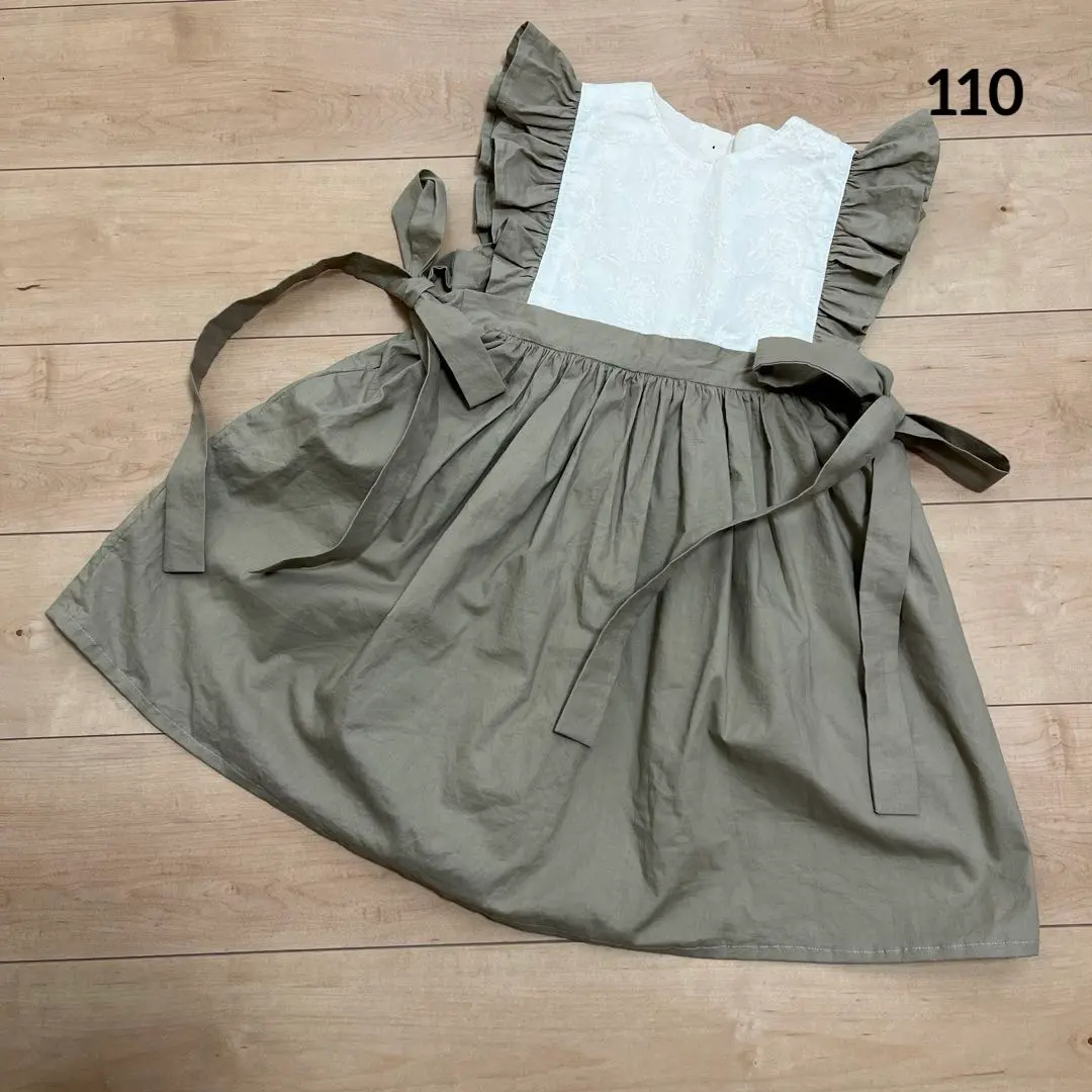 Thumbnail of Handmade Children's Beige Lace Fabric Apron Dress 110