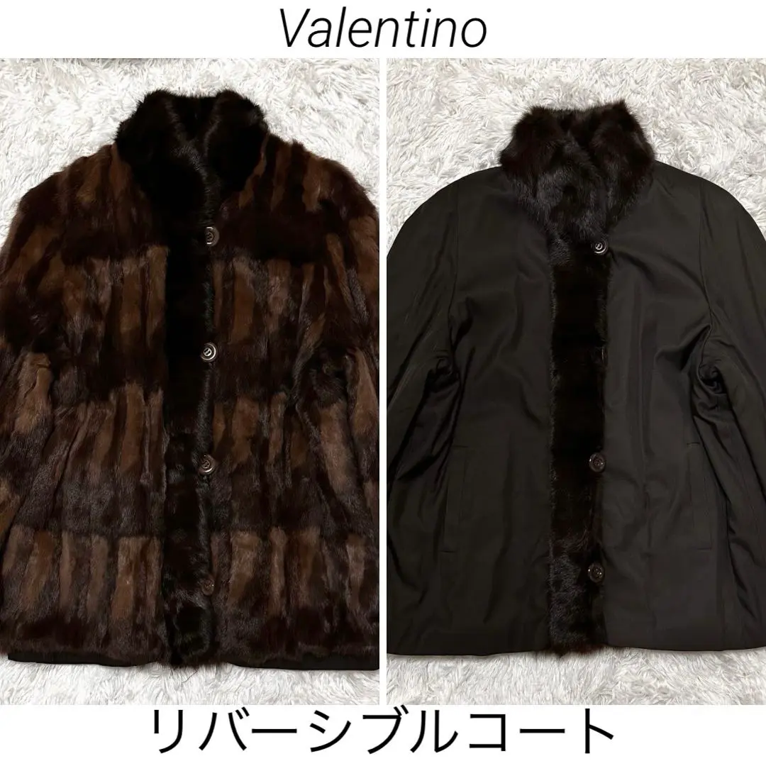 ROBERTO VALENTINO ラビットファーシルクリバーシブル コート