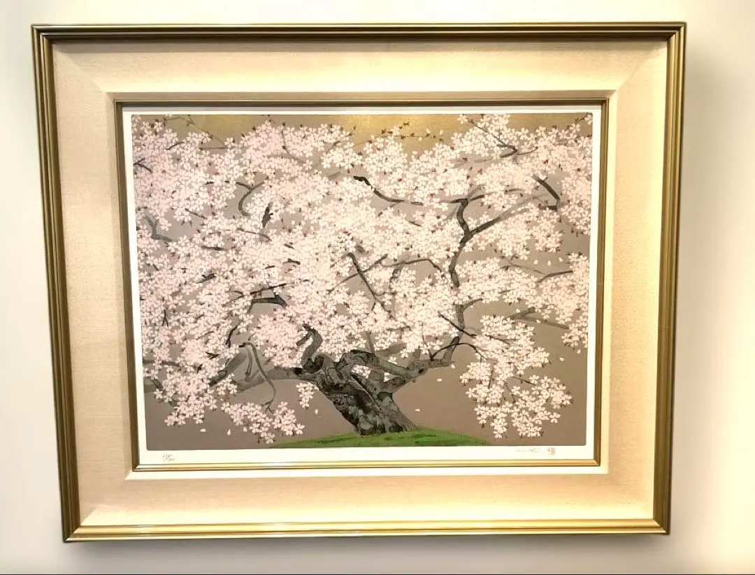 中野嘉之「華の図」額装10号 ●岩彩作品 落款 独創的な花の図柄です● 中野嘉之「華の図」額装10号 ○岩彩作品 落款 独創的な花の図柄