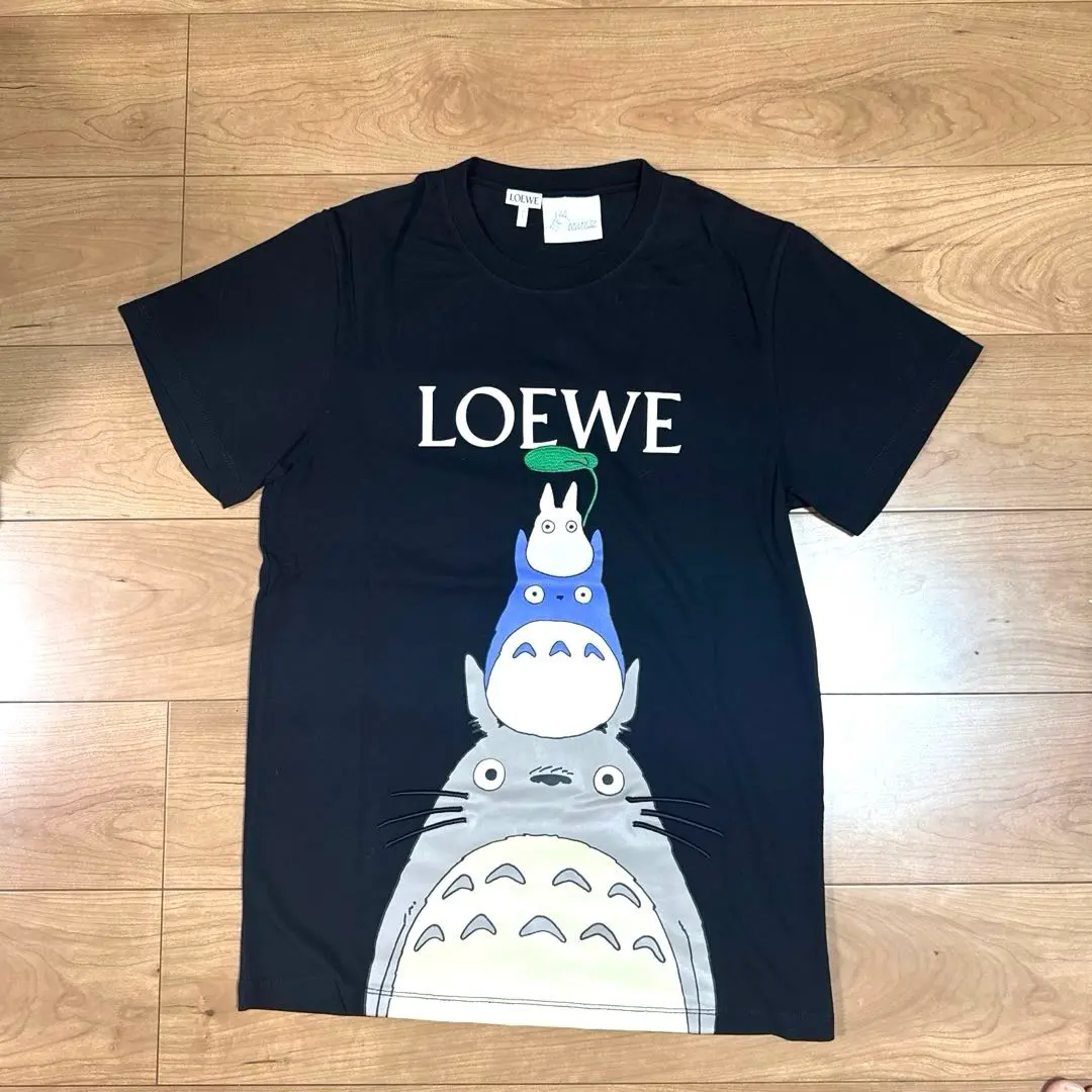 LOEWE トトロ プリント Tシャツ ブラック ロエベ×スタジオジブリ コットン Tシャツ XL レディース