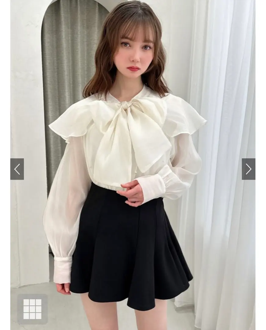 Thumbnail of GRL Bow Tie Organdy Pearl Blouse
