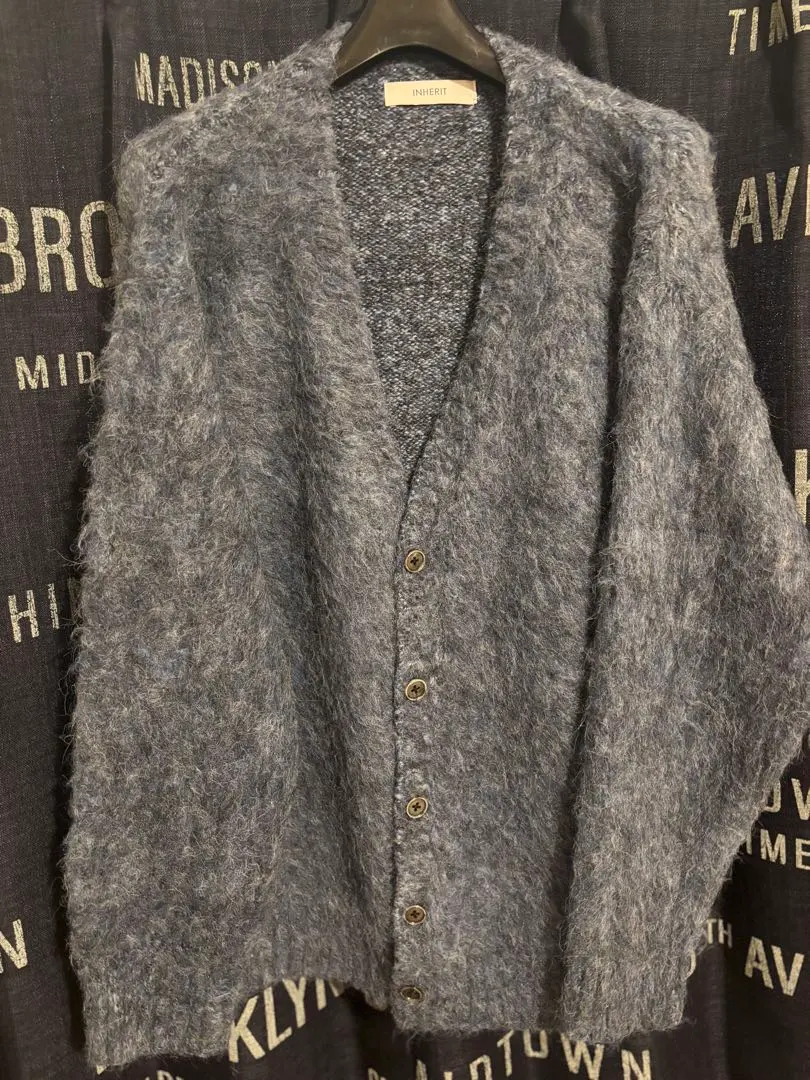 Thumbnail of Dark blue fluffy knit cardigan