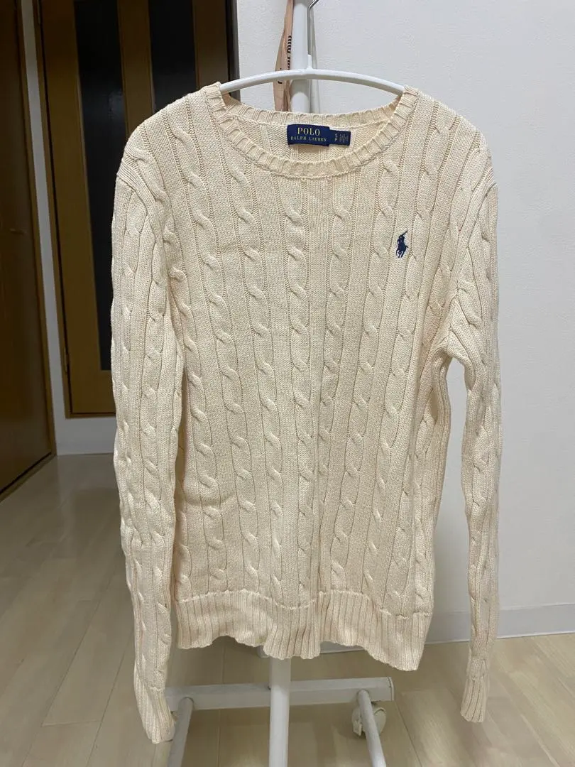 拉夫勞倫 長袖棉質針織衫 纜線針織 的縮圖