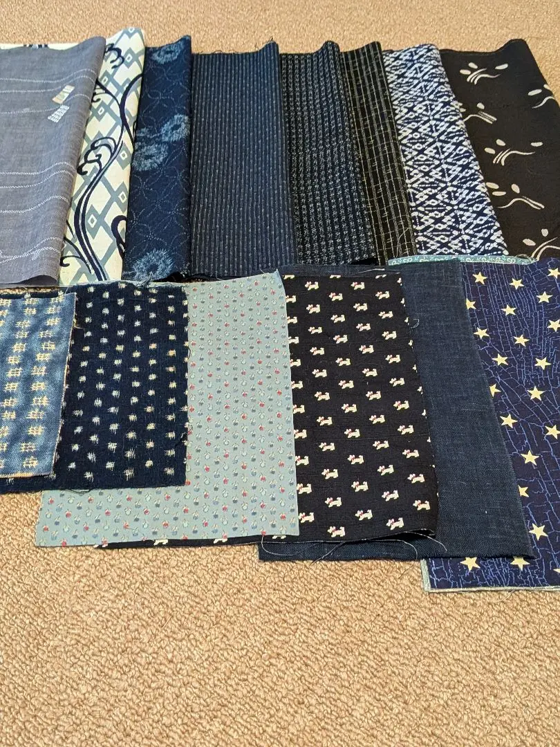 Thumbnail of Patchwork: 15 pieces of old Japanese fabric scraps