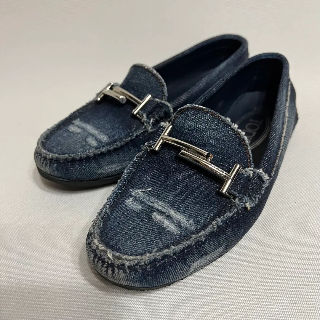 【良品】TOD'S☆フラットシューズ☆37(24cm)☆ブルー☆スウェード 2025年最新】Tod's カラー：ブルー系 フラットシューズ・バレエ