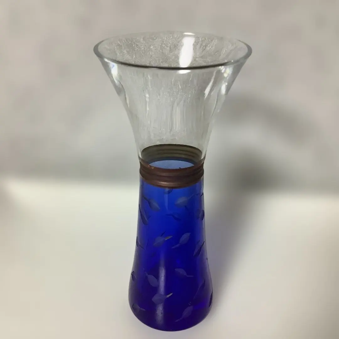 SHISEIDO 資生堂 贈品 玻璃製 花瓶 單枝花瓶 花器 藍色 的縮圖