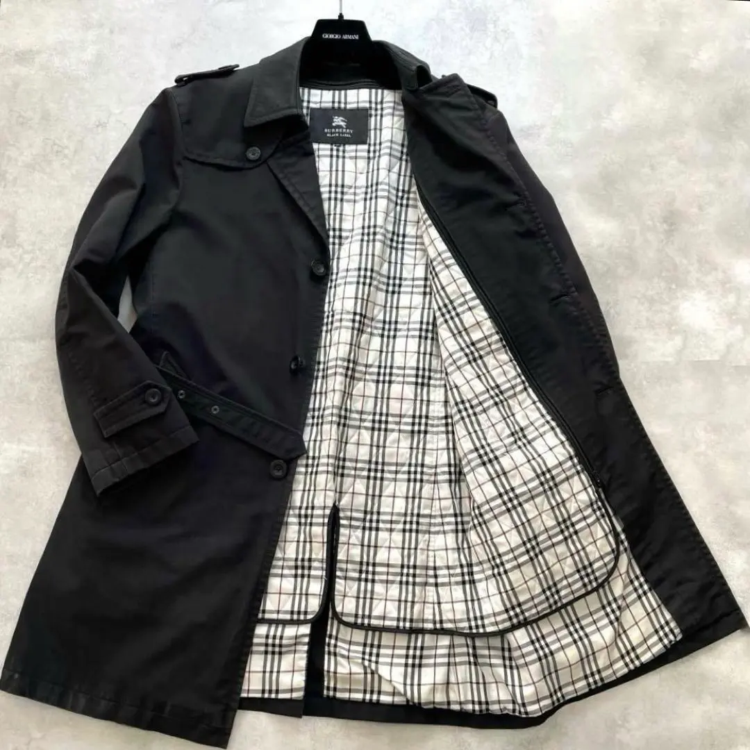 巴寶莉黑標風衣外套 附內襯 黑 白 LL 腰帶 的縮圖