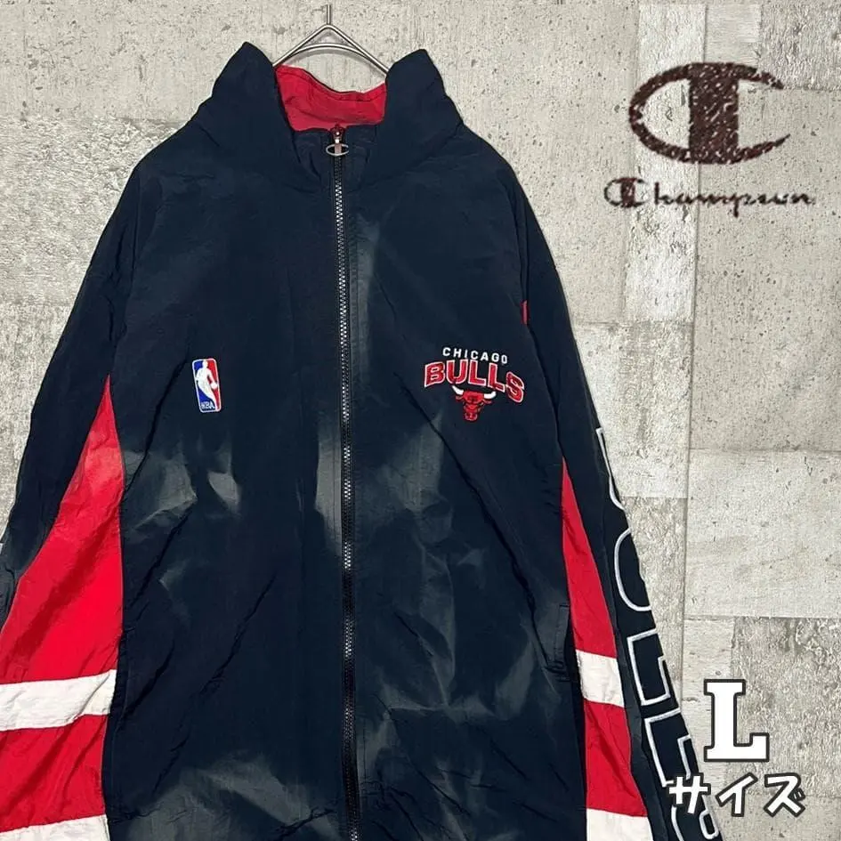 【激レア】NBA ブルズ　ナイロンジャケット　刺繍　ハーフジップ　中綿 2025年最新】chicago bulls ブルゾンの人気アイテム - メルカリ