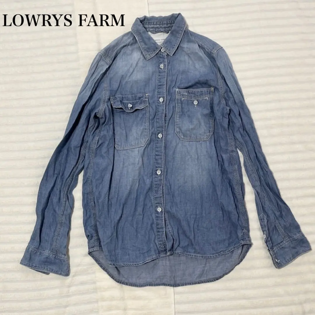 Thumbnail of LOWRYS FARM Long Sleeve Shirt Denim Top Casual Cotton 100% Solid