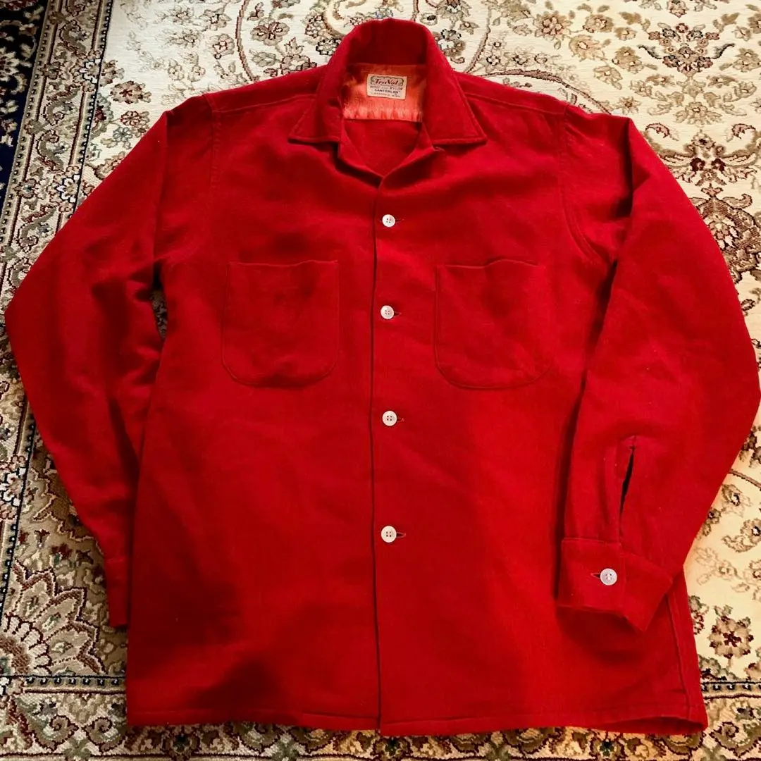 60s Truval シャツ コットン オープンカラー 検 50s レーヨン Truval 50s 60s 開襟 オープンカラー ヴィンテージ ボックス