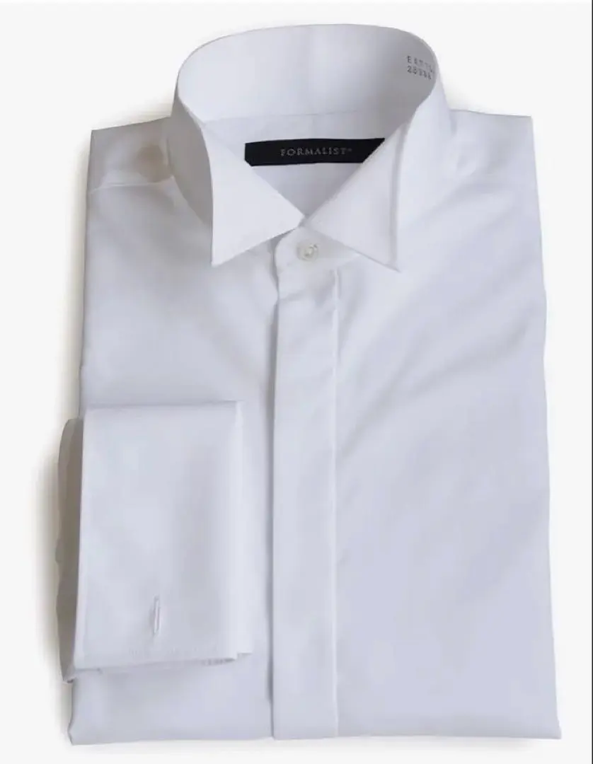 Thumbnail of Groom's Set: Tuxedo Shirt & Black Butterfly Tie & White Silk Pocket Chief