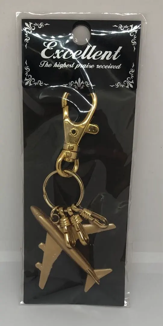☆未使用☆ EXCELLENT 金色飛機 鑰匙圈 飛機 的縮圖