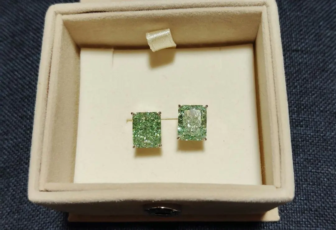 Thumbnail of Cubic Zirconia Crush Square Earrings, Emerald Color