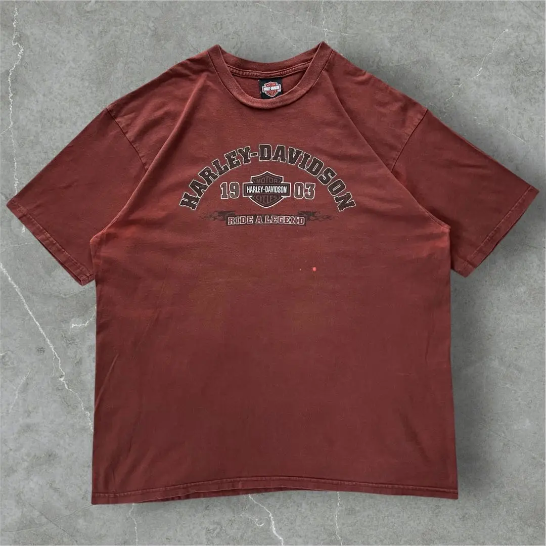 Thumbnail of Harley-Davidson Wine Red Print T-shirt Double-sided
